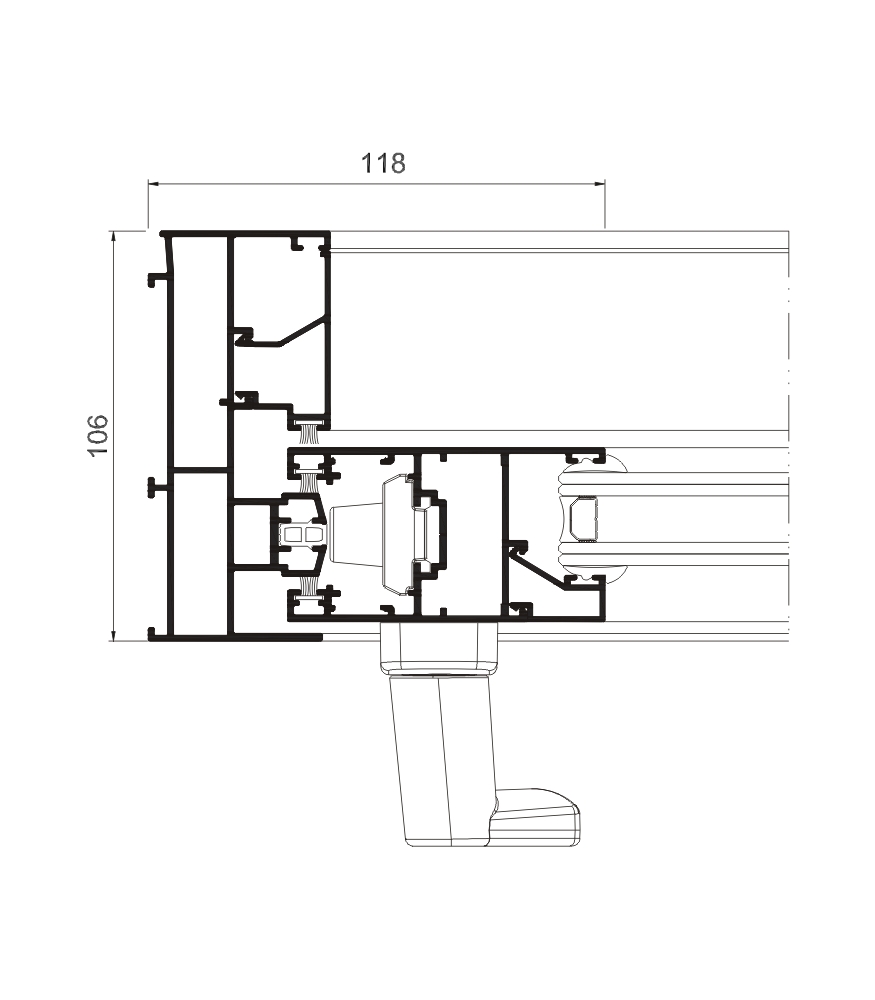 Sección del sistema Balconera Mediterránea